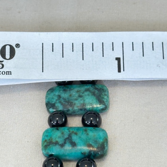 Chrysocolla & Black Onyx bracelet. Rectangles & spheres. Magnetic clasp - Picture 8 of 13